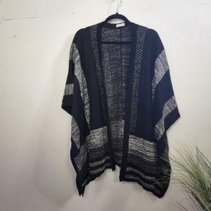 Gentle Fawn Black Poncho Open Cardigan Sweater Boho Bohemian Aztec Country Ranch